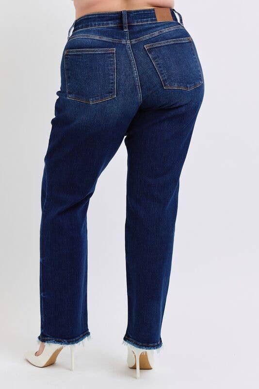 Mid Rise Straight Leg with Fray Hem - PLUS