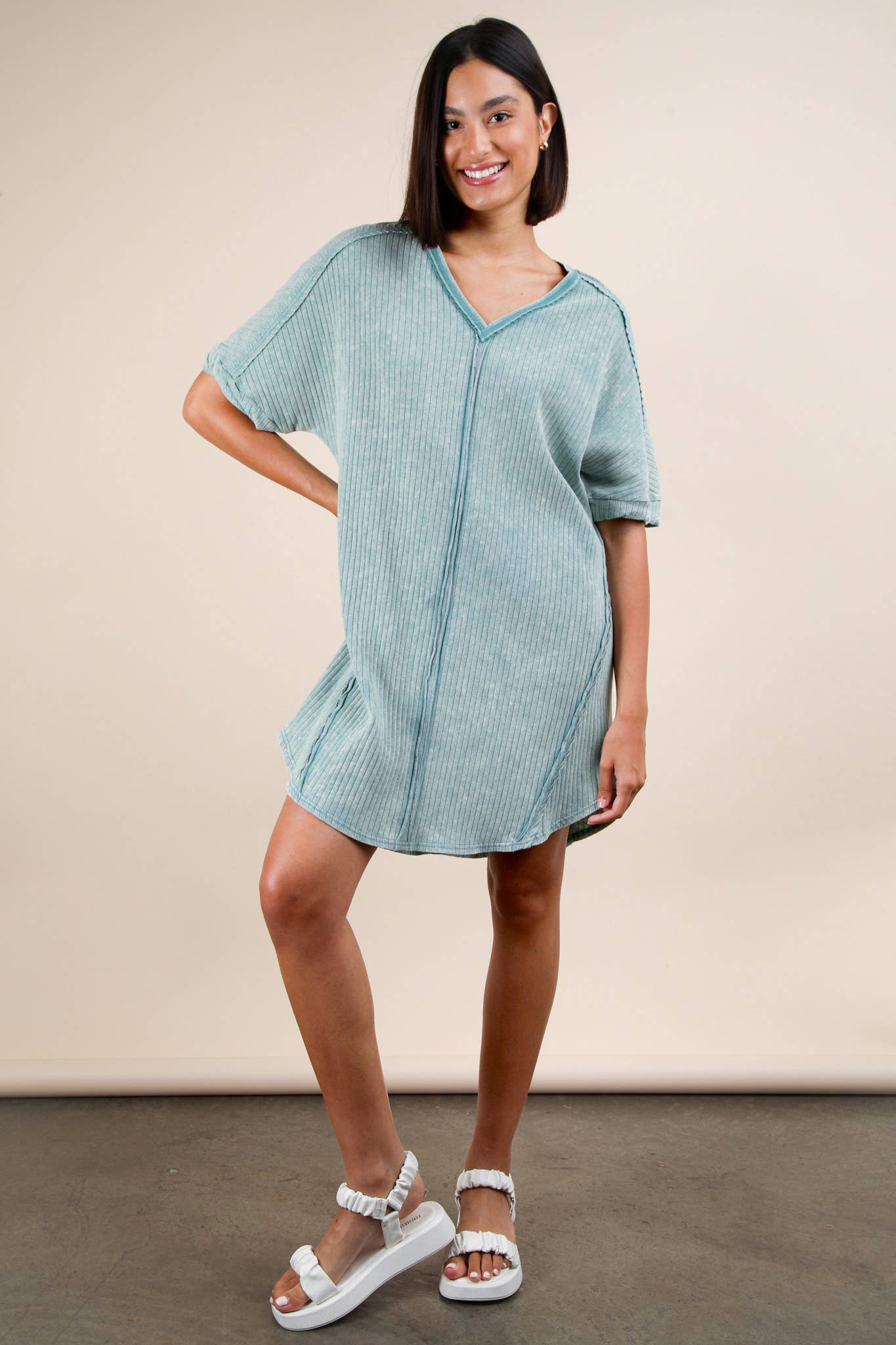 Ribbed Knit Mini Dress