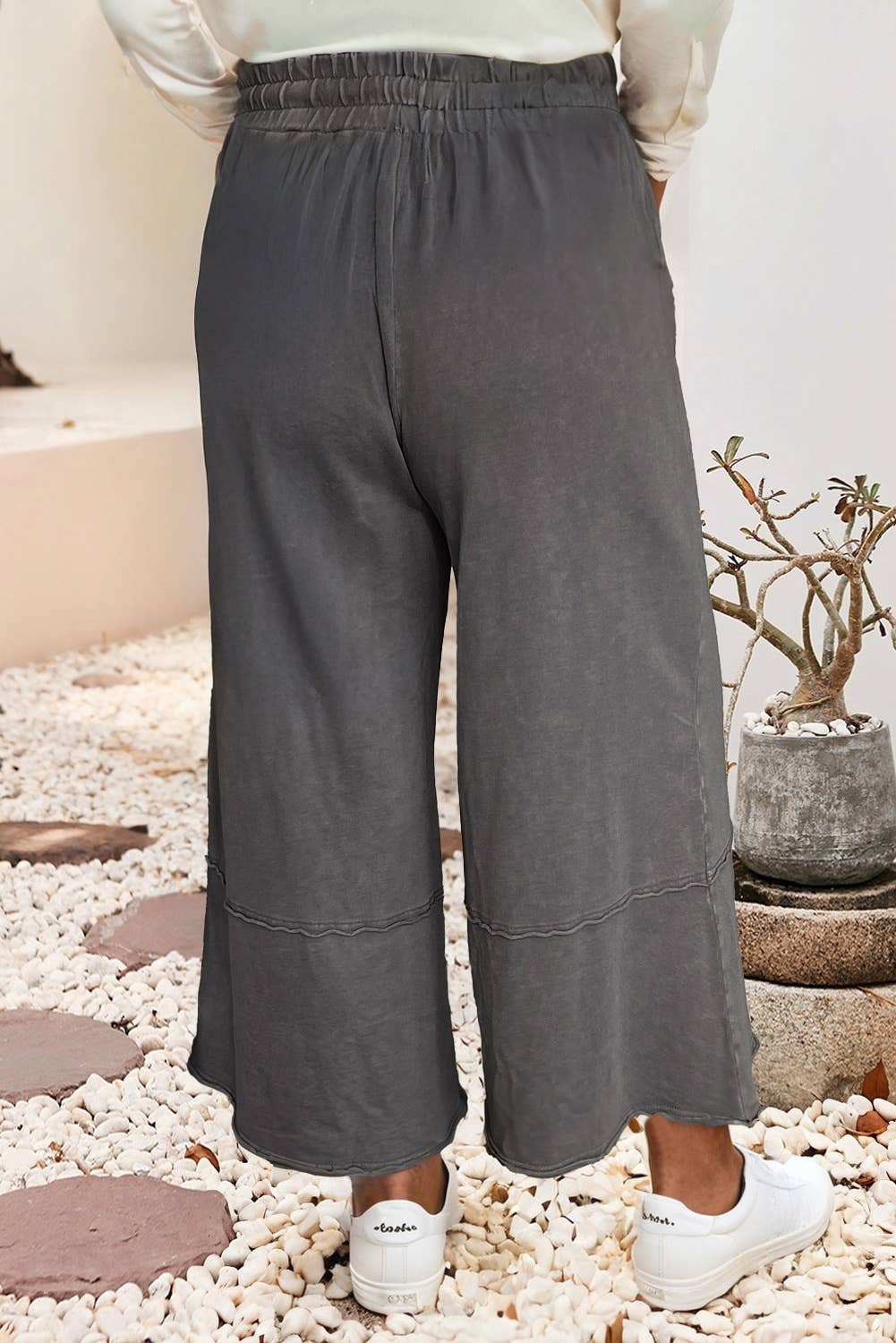 LDC Floral Patch Mineral Washed Terry Knit Cropped Pants