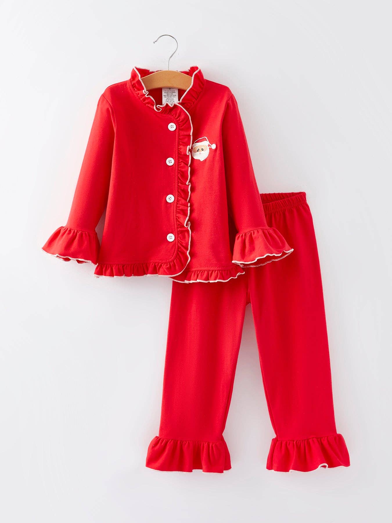 Red Girls Embroidered Pajamas