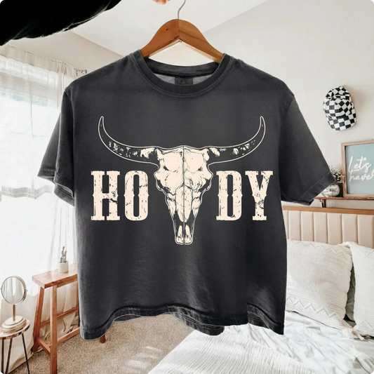 Howdy Retro Western Graphic Tee Pepper