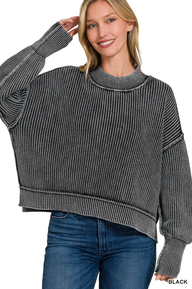 Slit OverS Crop Sweater