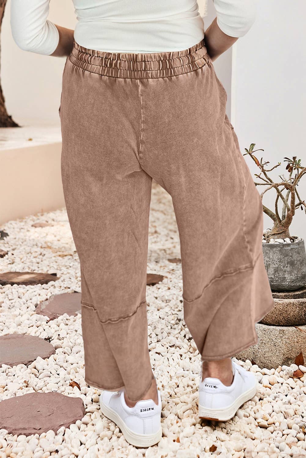 LDC Floral Patch Mineral Washed Terry Knit Cropped Pants