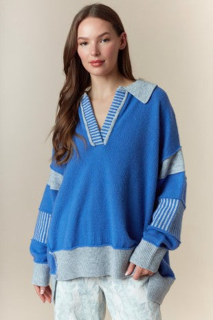 Blue Contrast Sweater