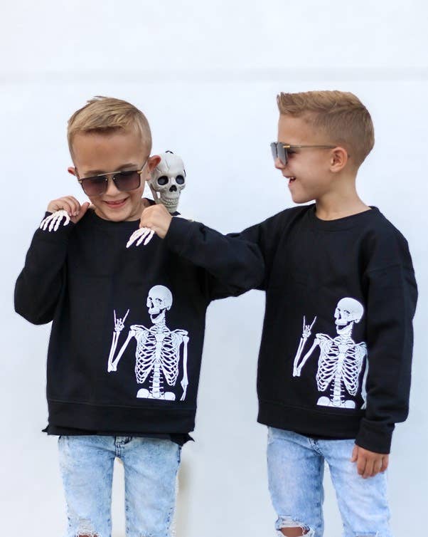 Rocker Skelly | Kids Halloween Sweatshirt