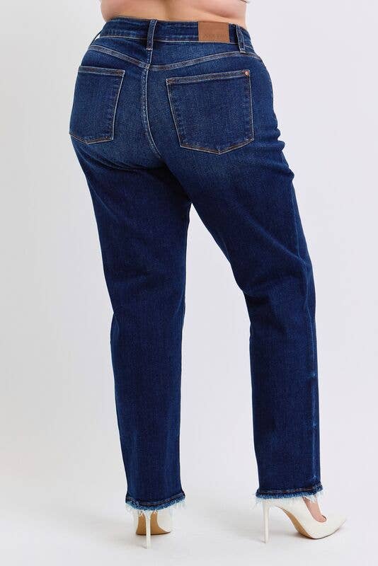 Mid Rise Straight Leg with Fray Hem - PLUS
