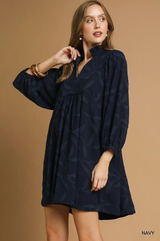Navy Ruffled Dress
