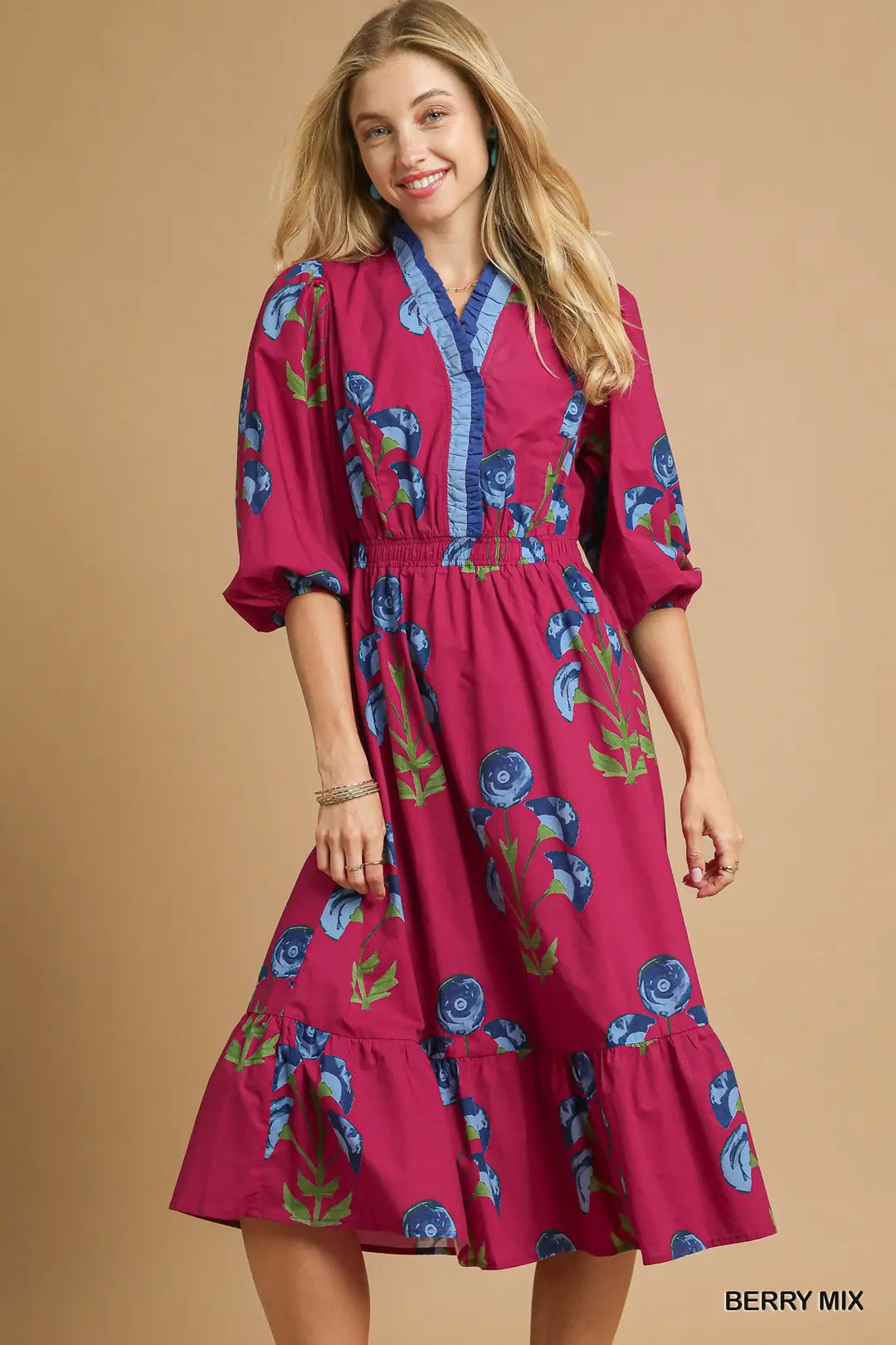 Navy Floral Midi