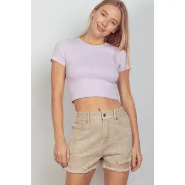 Taupe Distressed Shorts