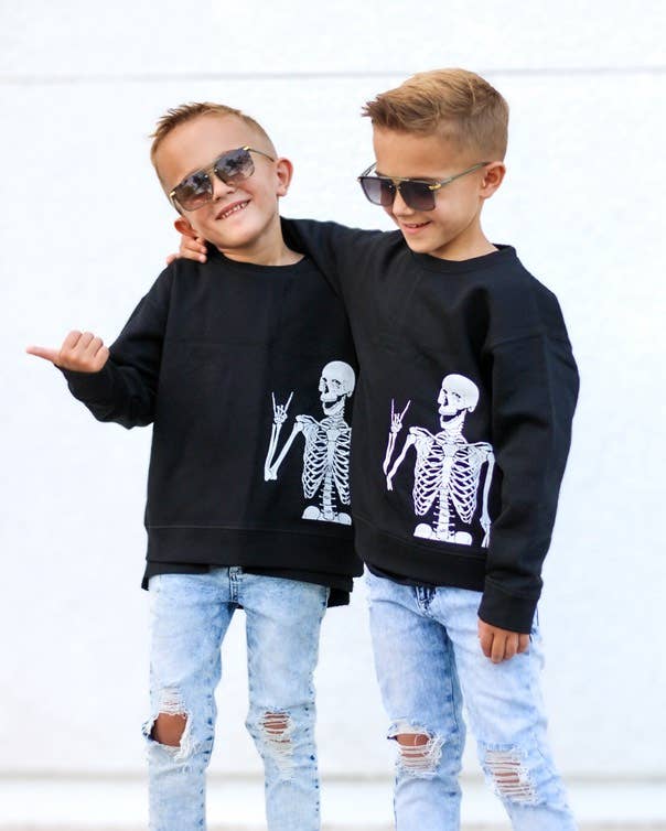 Rocker Skelly | Kids Halloween Sweatshirt