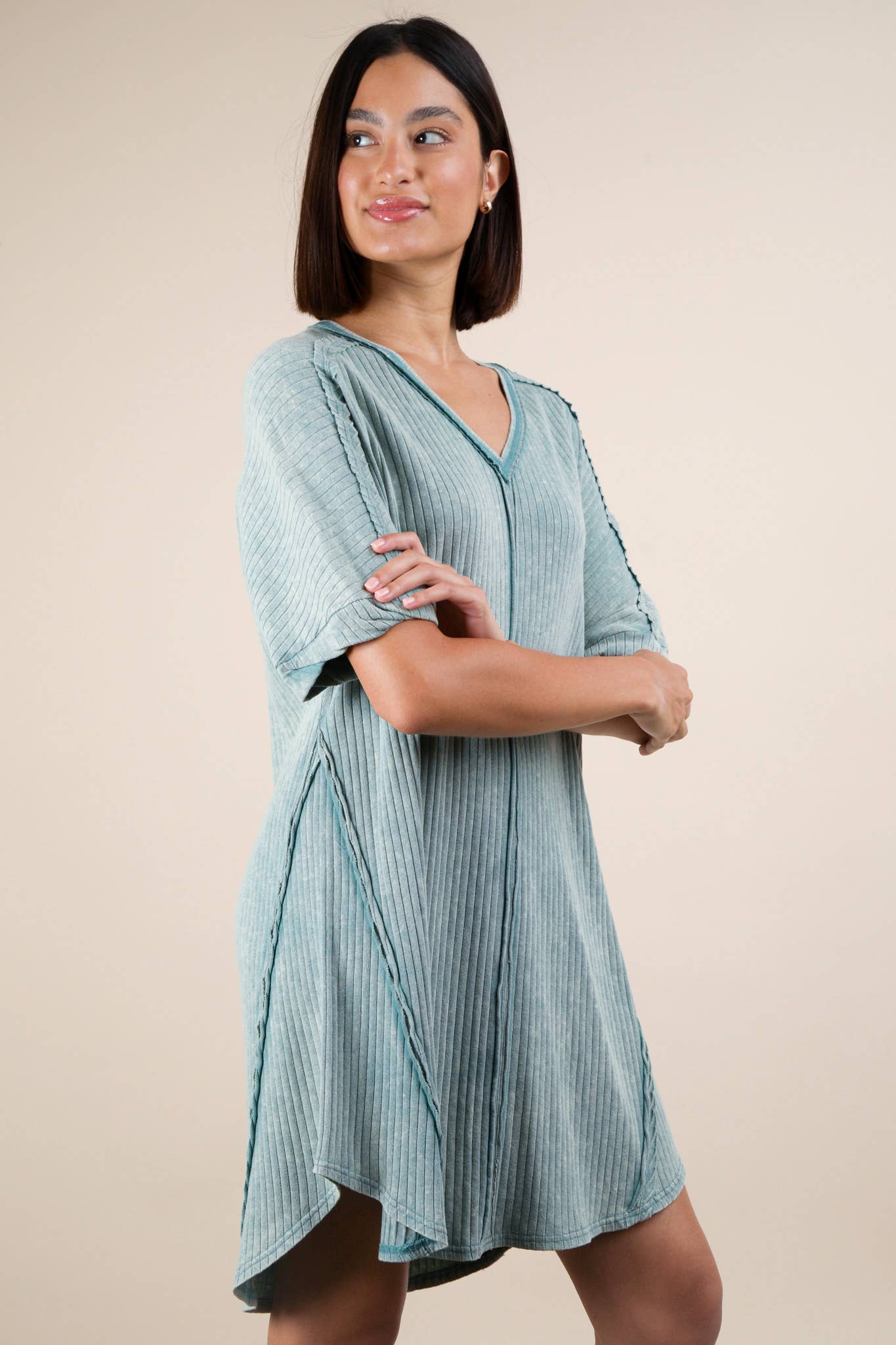 Ribbed Knit Mini Dress