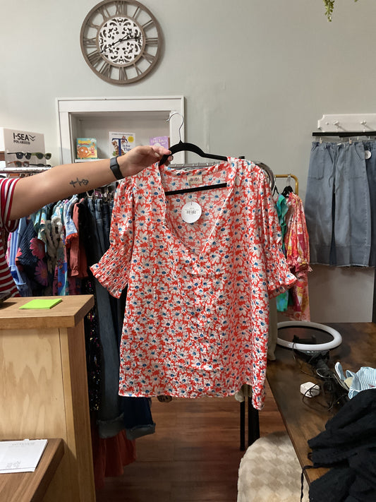 Orange Floral Top