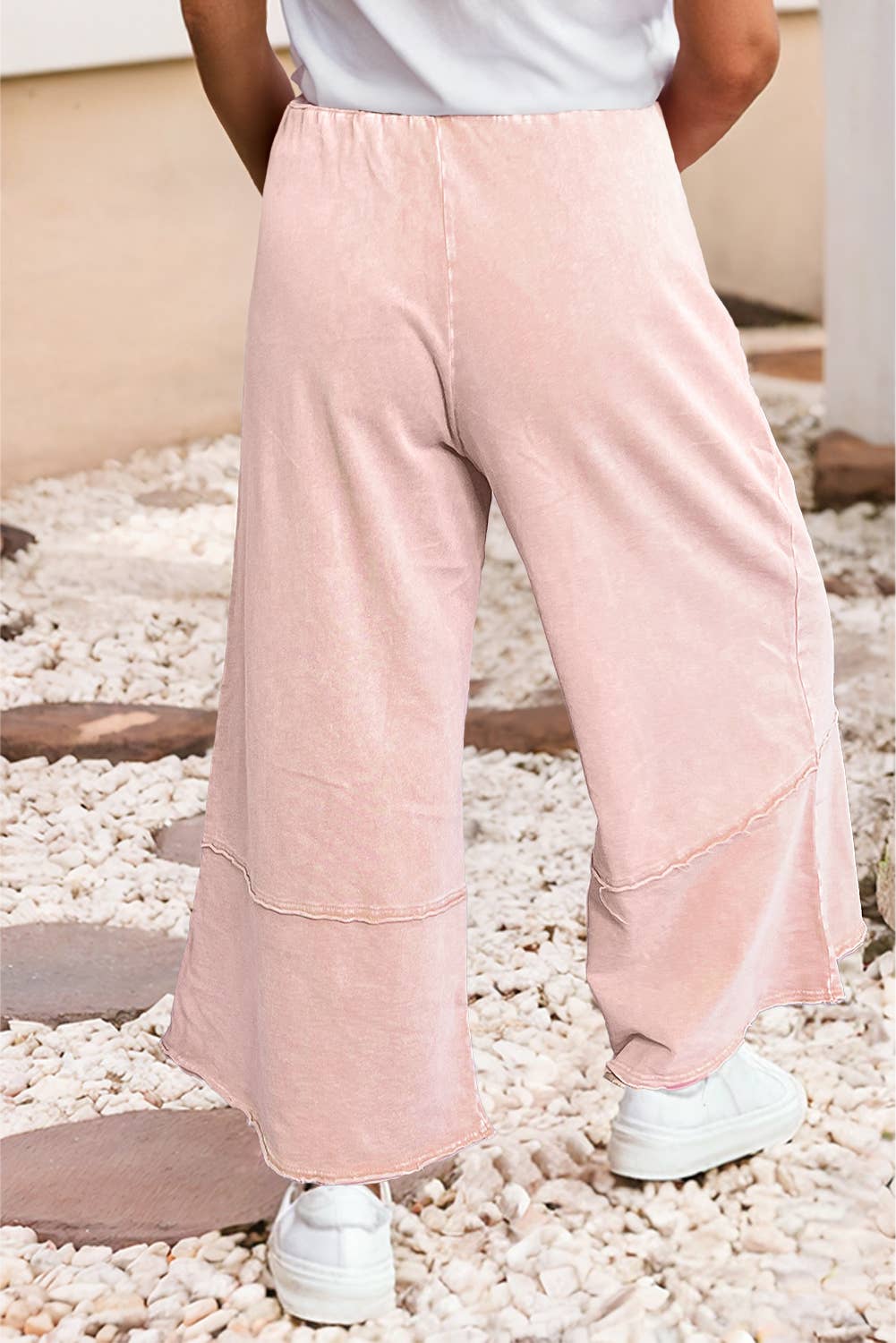 LDC Floral Patch Mineral Washed Terry Knit Cropped Pants