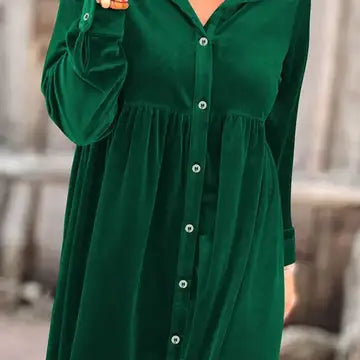 Green Velvet Tunic Dress