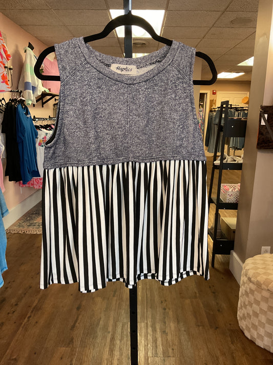 2tone Stripe BD Top