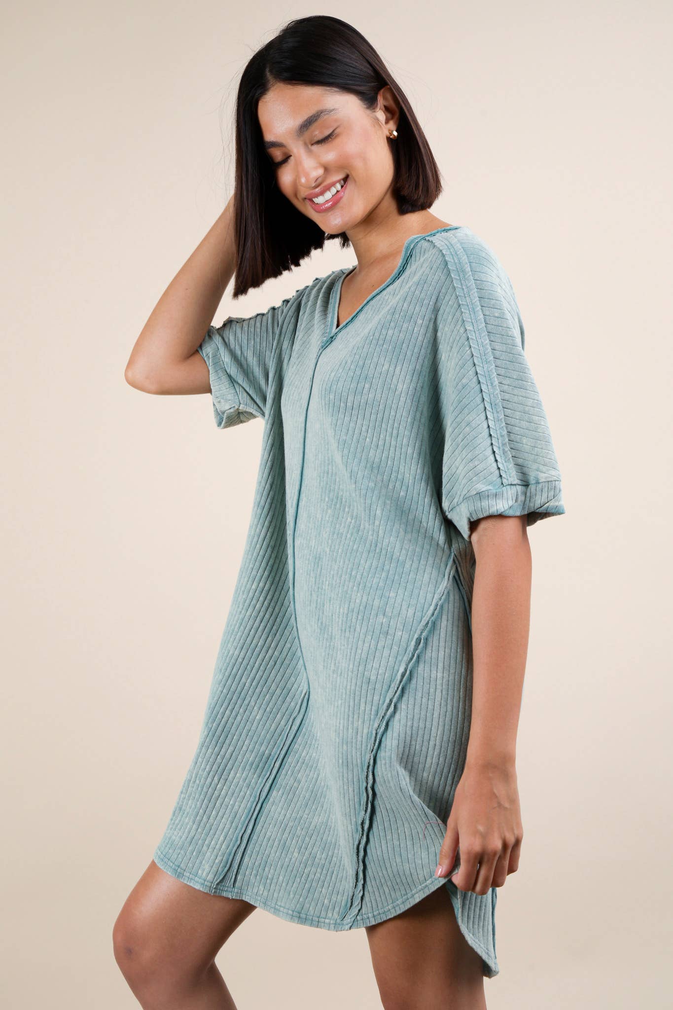 Ribbed Knit Mini Dress