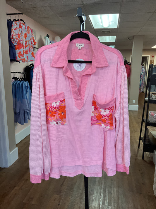 Candy Pink Collar LS