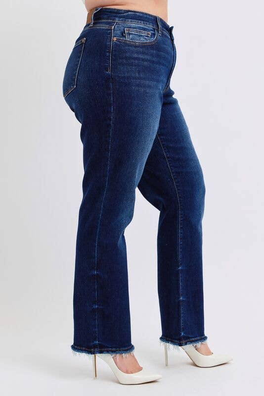 Mid Rise Straight Leg with Fray Hem - PLUS