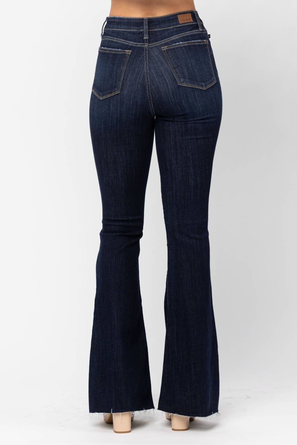 High Waisted Raw Hem Flare