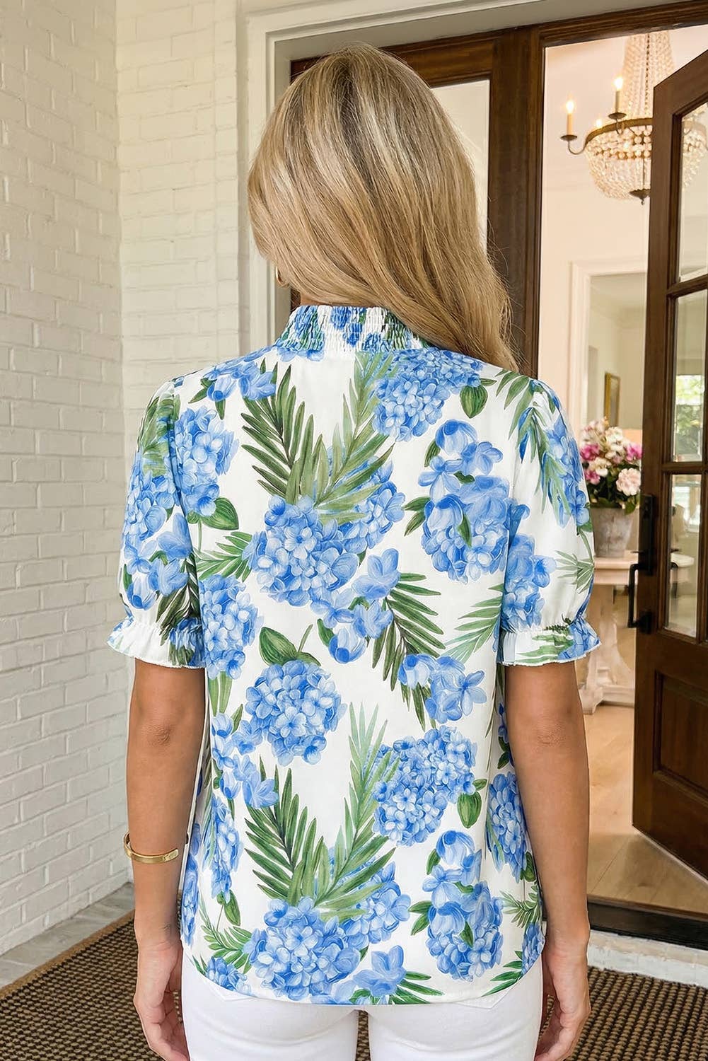 Floral V Neck Blouse