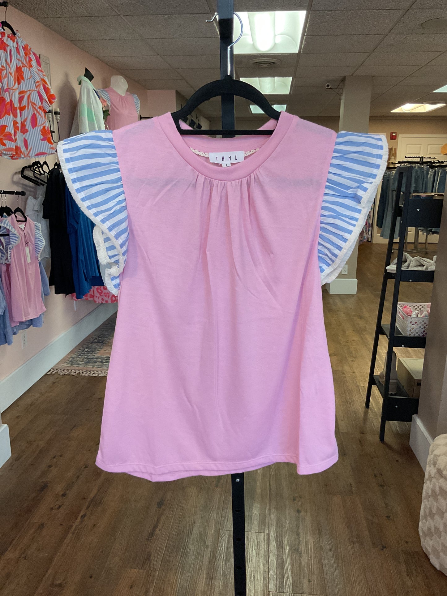 Pk Mix Media Knit Top