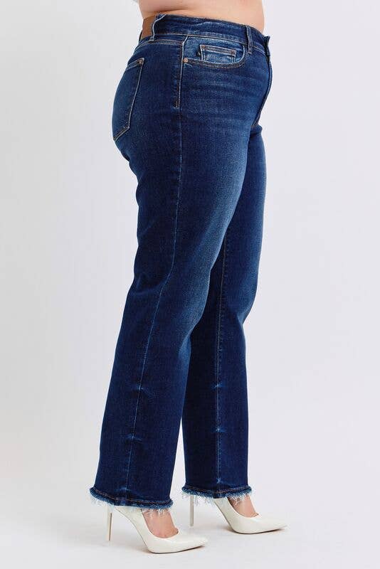 Mid Rise Straight Leg with Fray Hem - PLUS