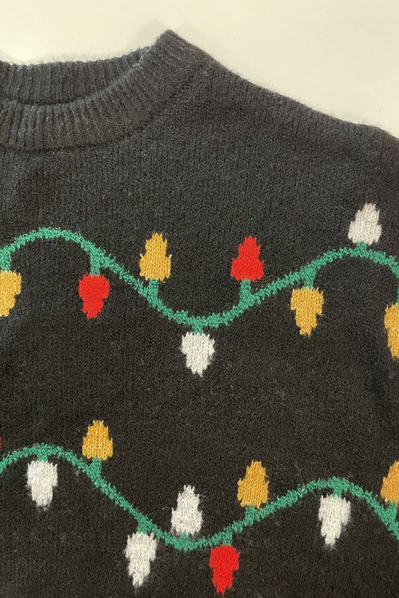 Holiday lights sweater