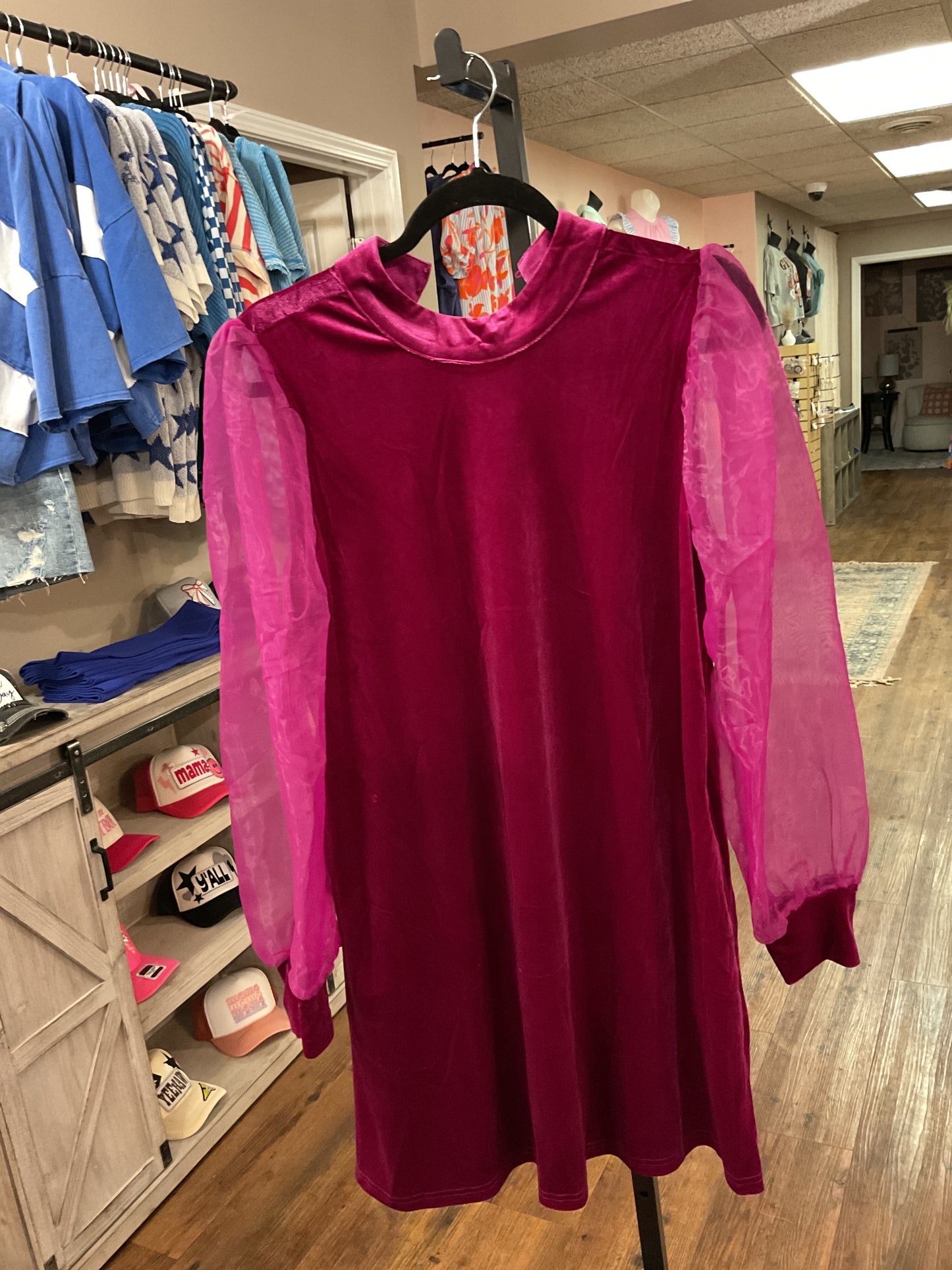 Magenta Velvet Dress