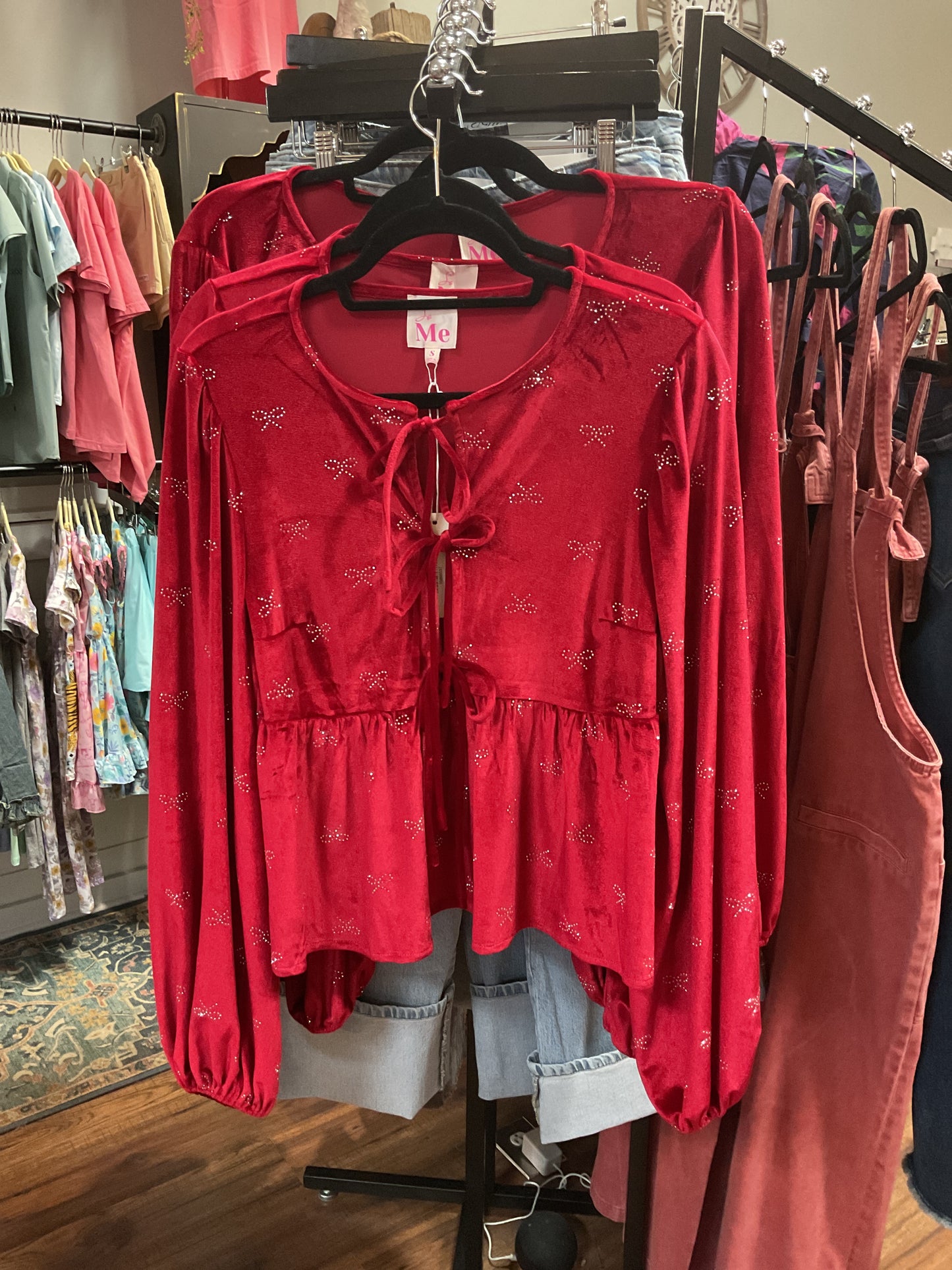 Jewel Bow Velvet Top