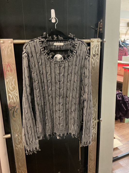 Fringe Cable Knit Sweater