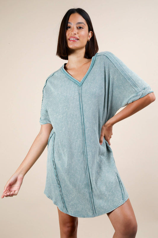 Ribbed Knit Mini Dress