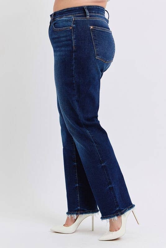 Mid Rise Straight Leg with Fray Hem - PLUS