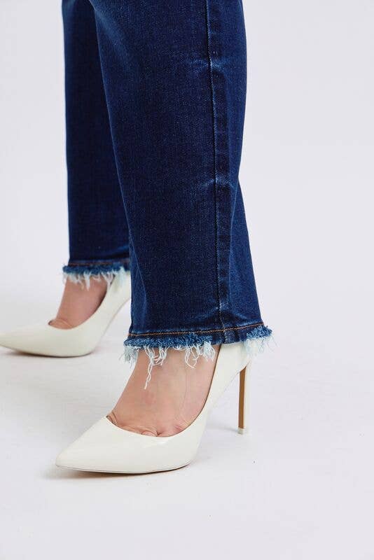 Mid Rise Straight Leg with Fray Hem - PLUS