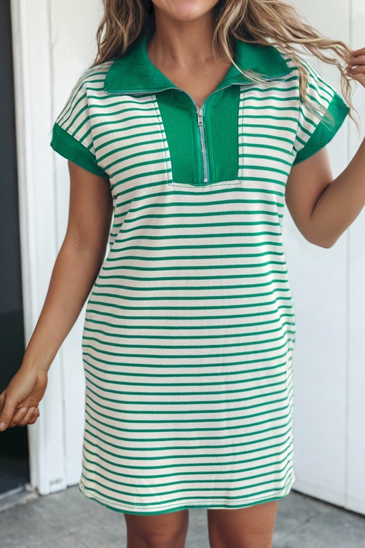 Collar T Shirt Dress w/ Pocket