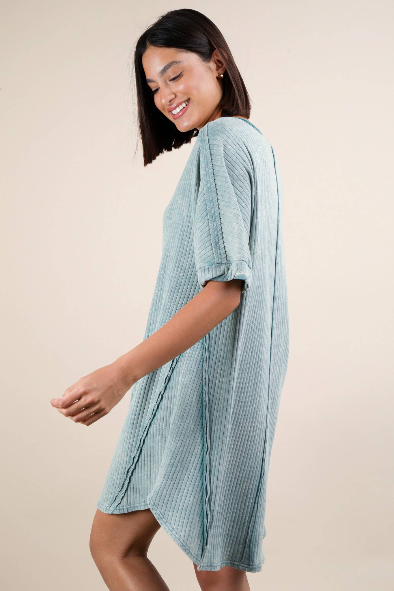 Ribbed Knit Mini Dress