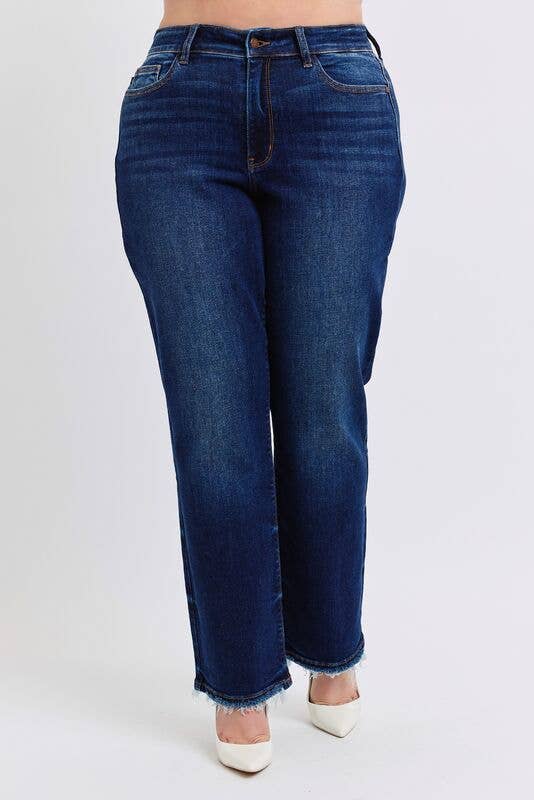 Mid Rise Straight Leg with Fray Hem - PLUS