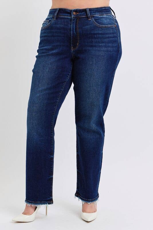 Mid Rise Straight Leg with Fray Hem - PLUS