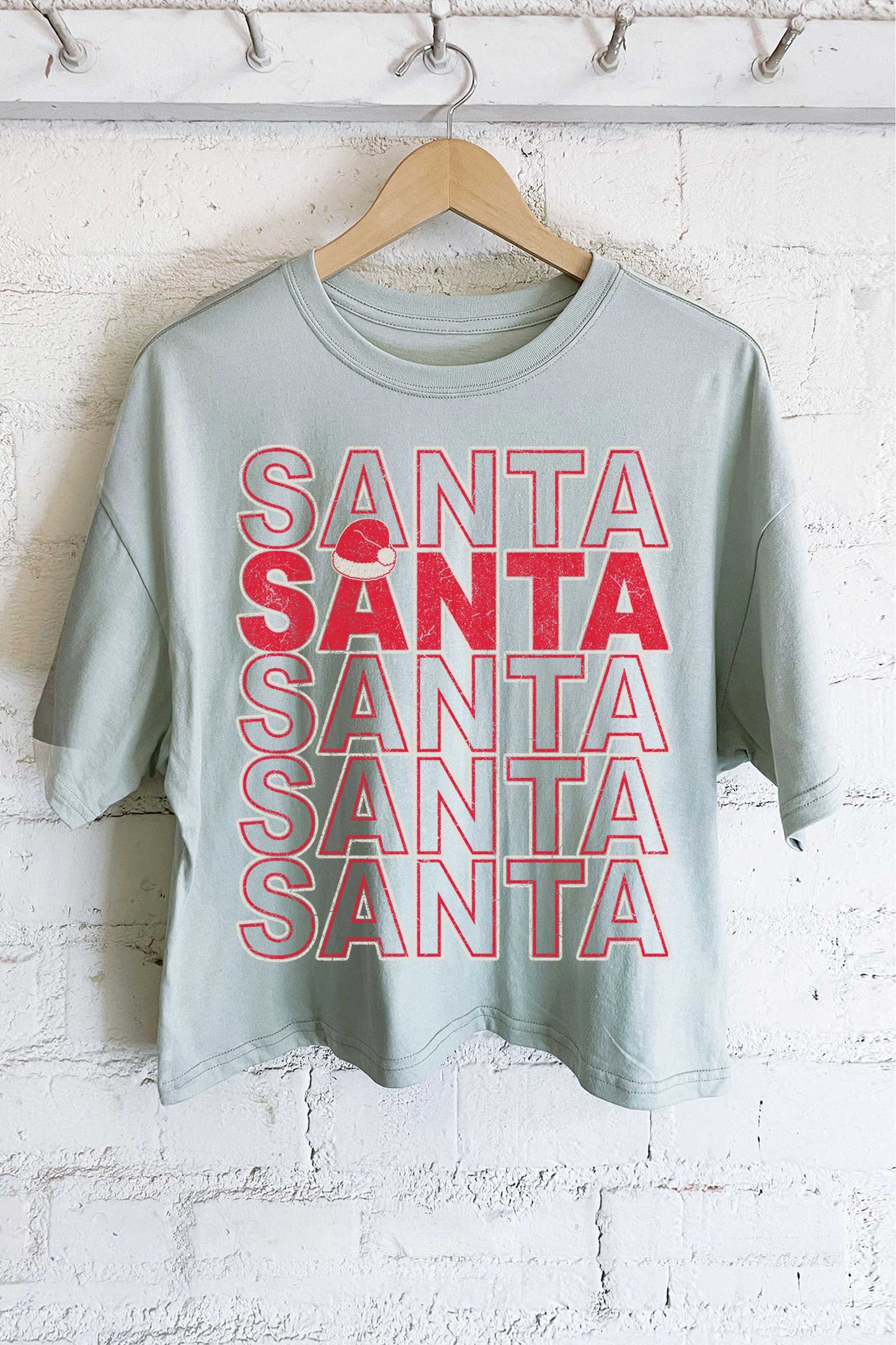 SANTA HAT GRAPHIC LONG CROP TOP