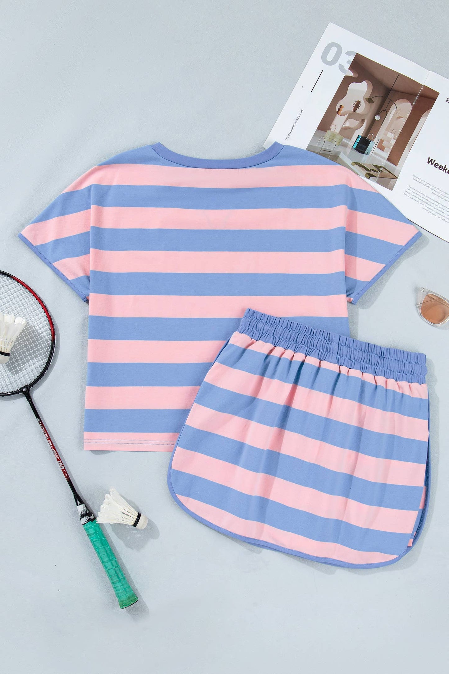 Stripe Skort 2pcs Set