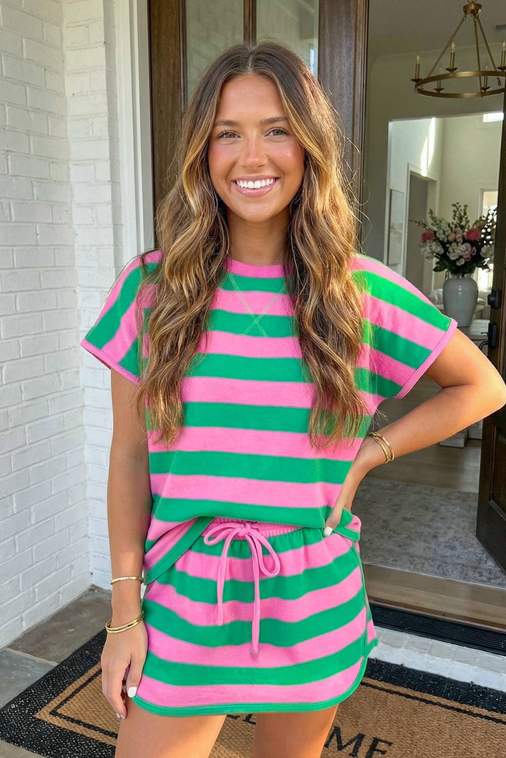 Stripe Skort 2pcs Set