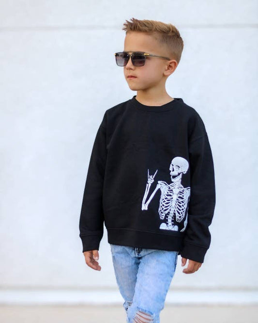 Rocker Skelly | Kids Halloween Sweatshirt