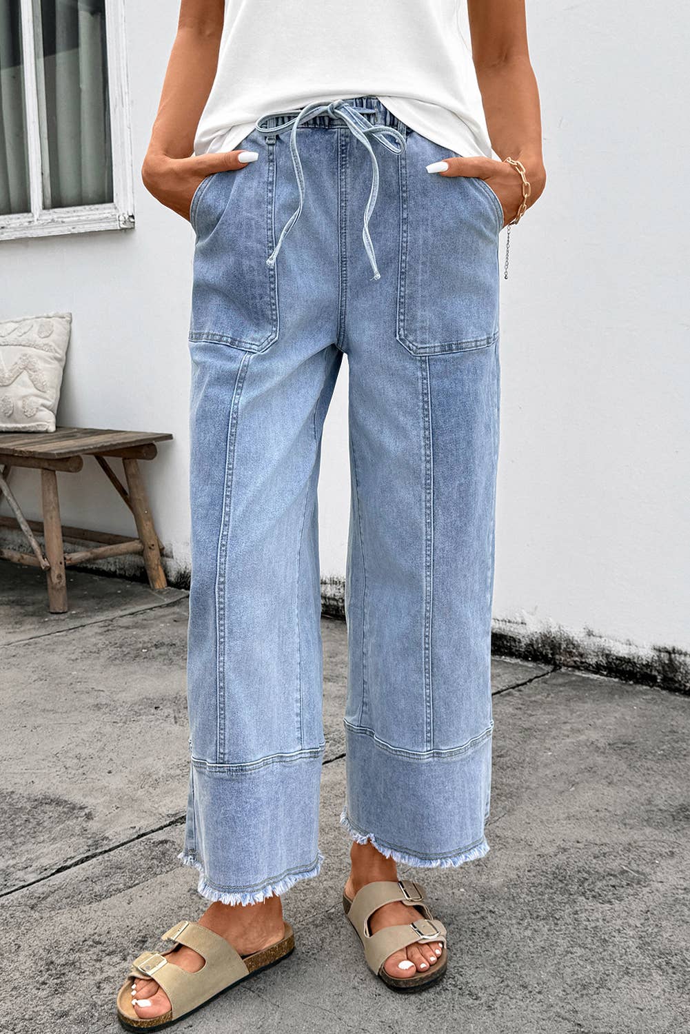 Drawstring Wide Leg Pants