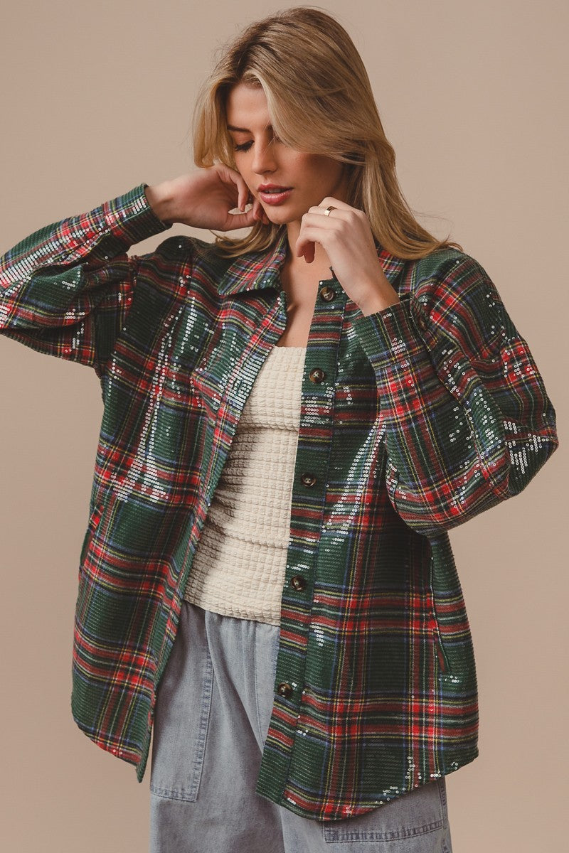 Sequin Plaid Shirt