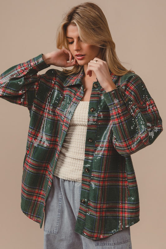 Sequin Plaid Shirt